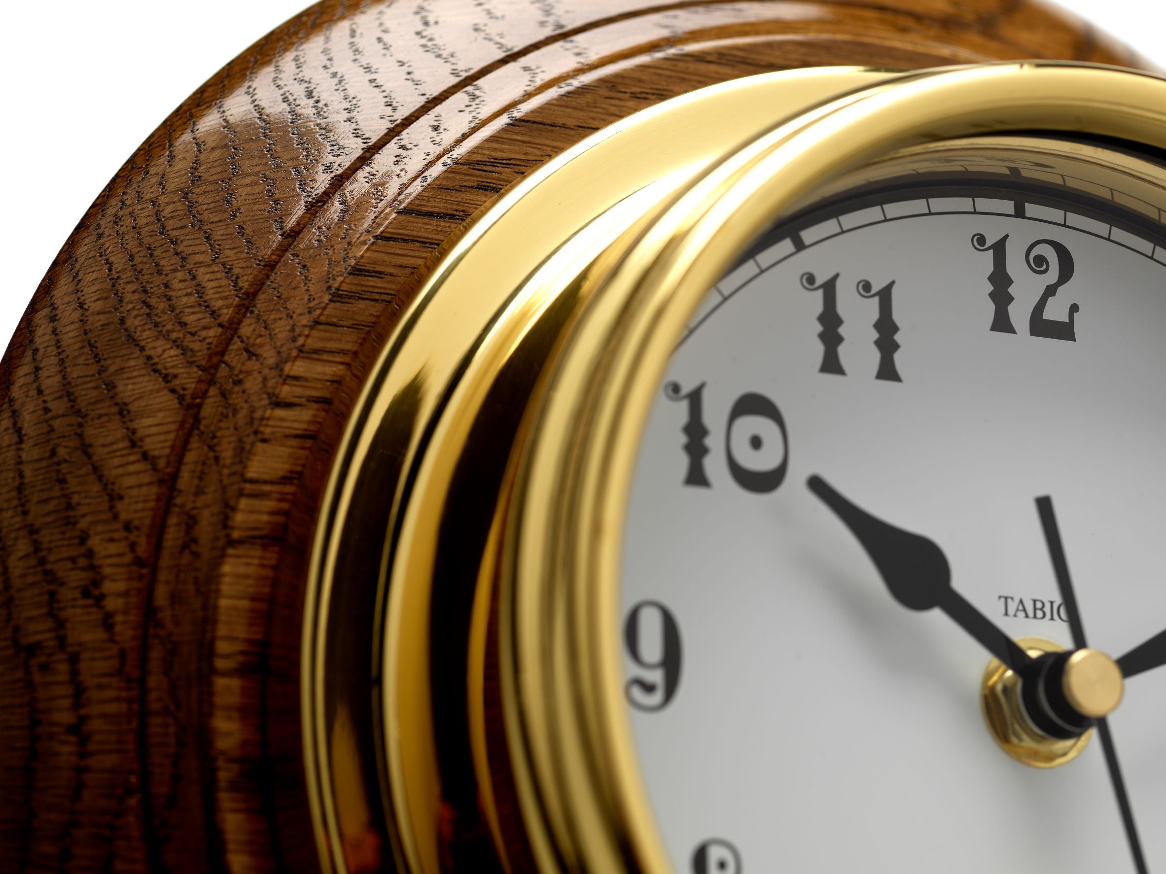 Mariner MKII Handmade Solid Brass Arabic Clock Mounted on an English Dark Oak Wall Mount
