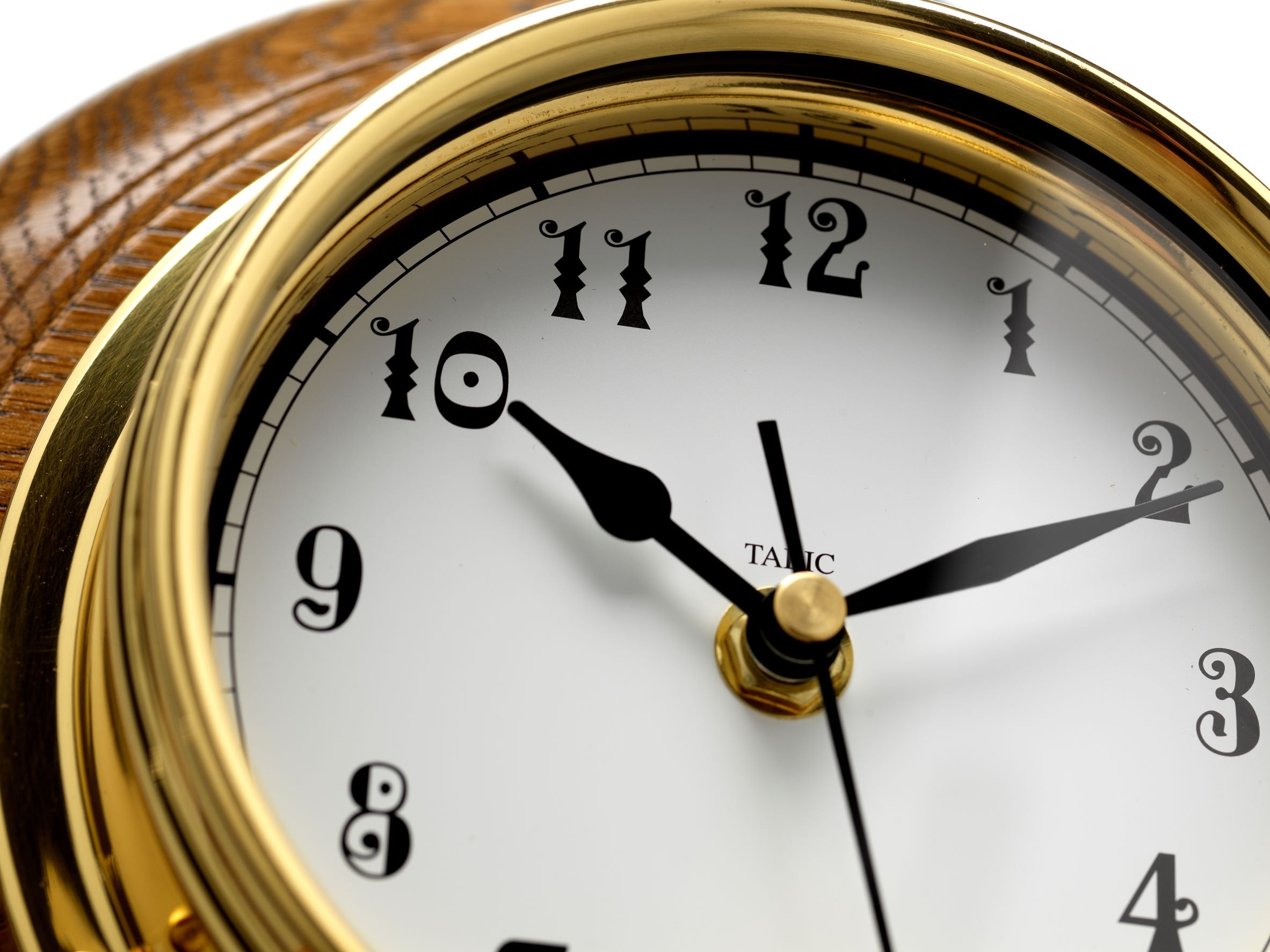 Mariner MKII Handmade Solid Brass Arabic Clock Mounted on an English Dark Oak Wall Mount