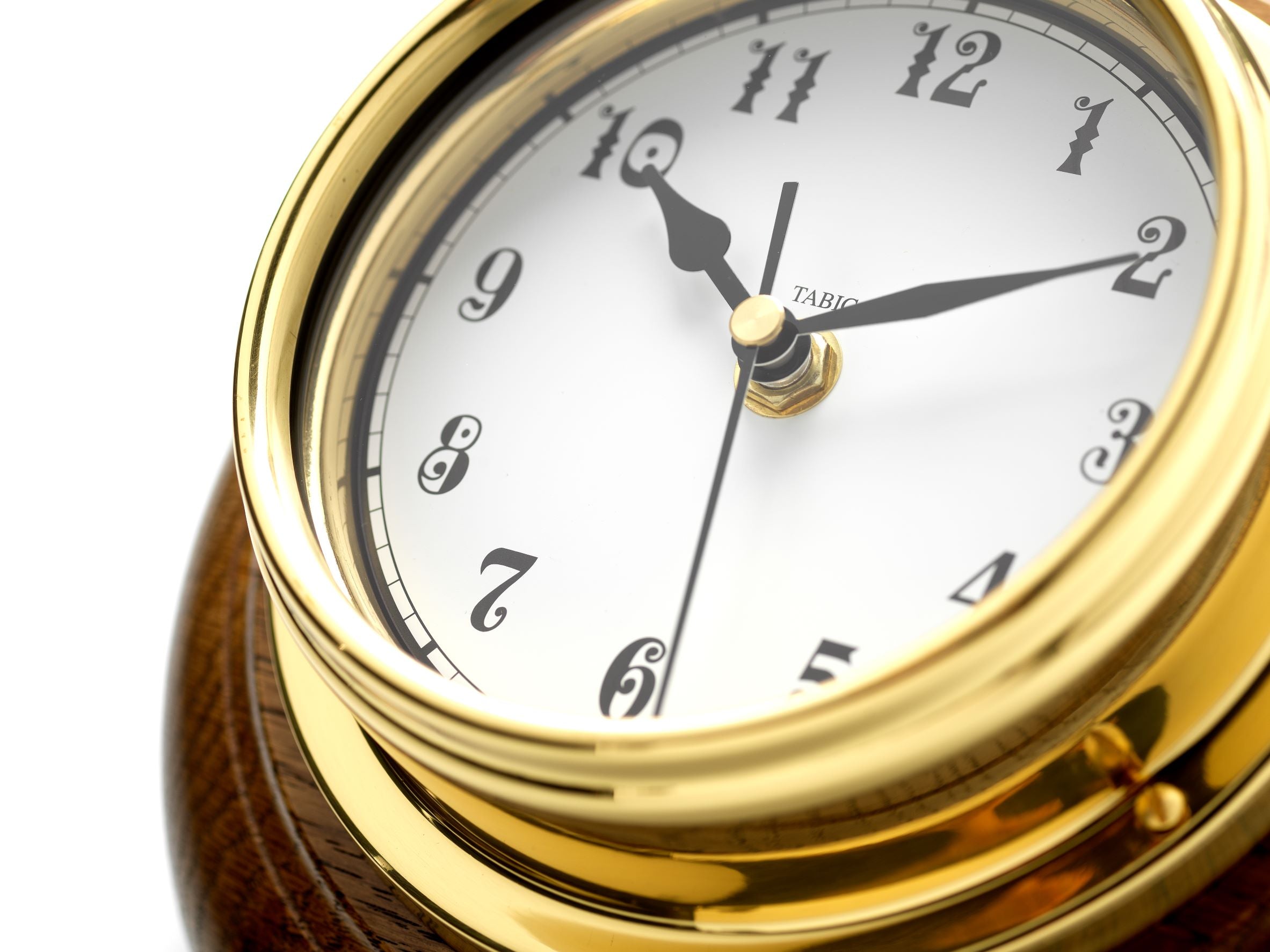 Mariner MKII Handmade Solid Brass Arabic Clock Mounted on an English Dark Oak Wall Mount