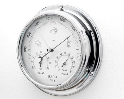 Barometer with built in Hygrometer and Thermometer - Classic Chrome