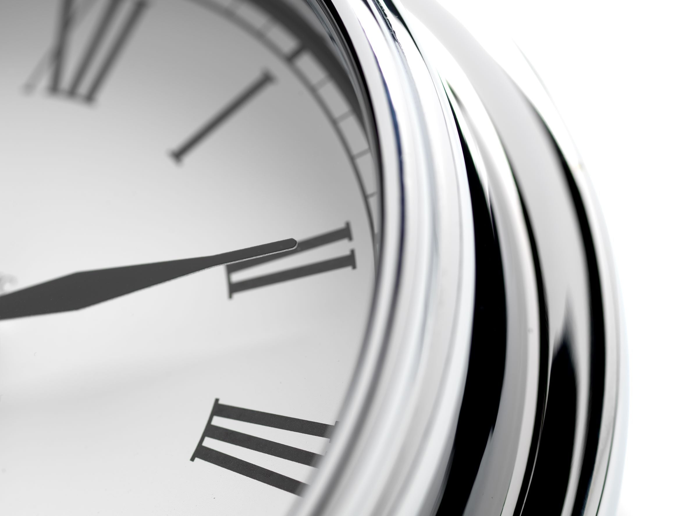 Handmade Roman Numeral Clock in Chrome With White Dial