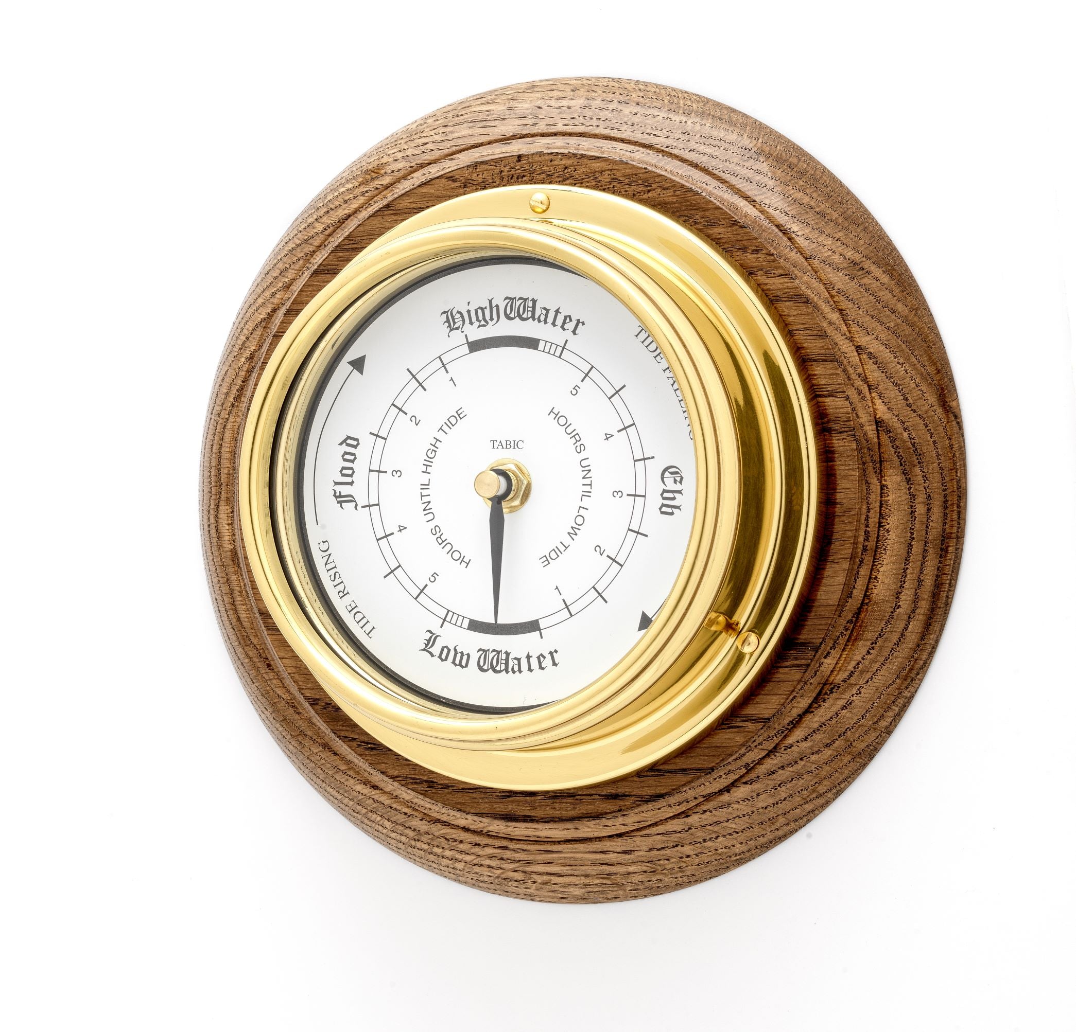 Mariner MKII Handmade Solid Brass Tide Clock Mounted on an English Dark Oak Mount