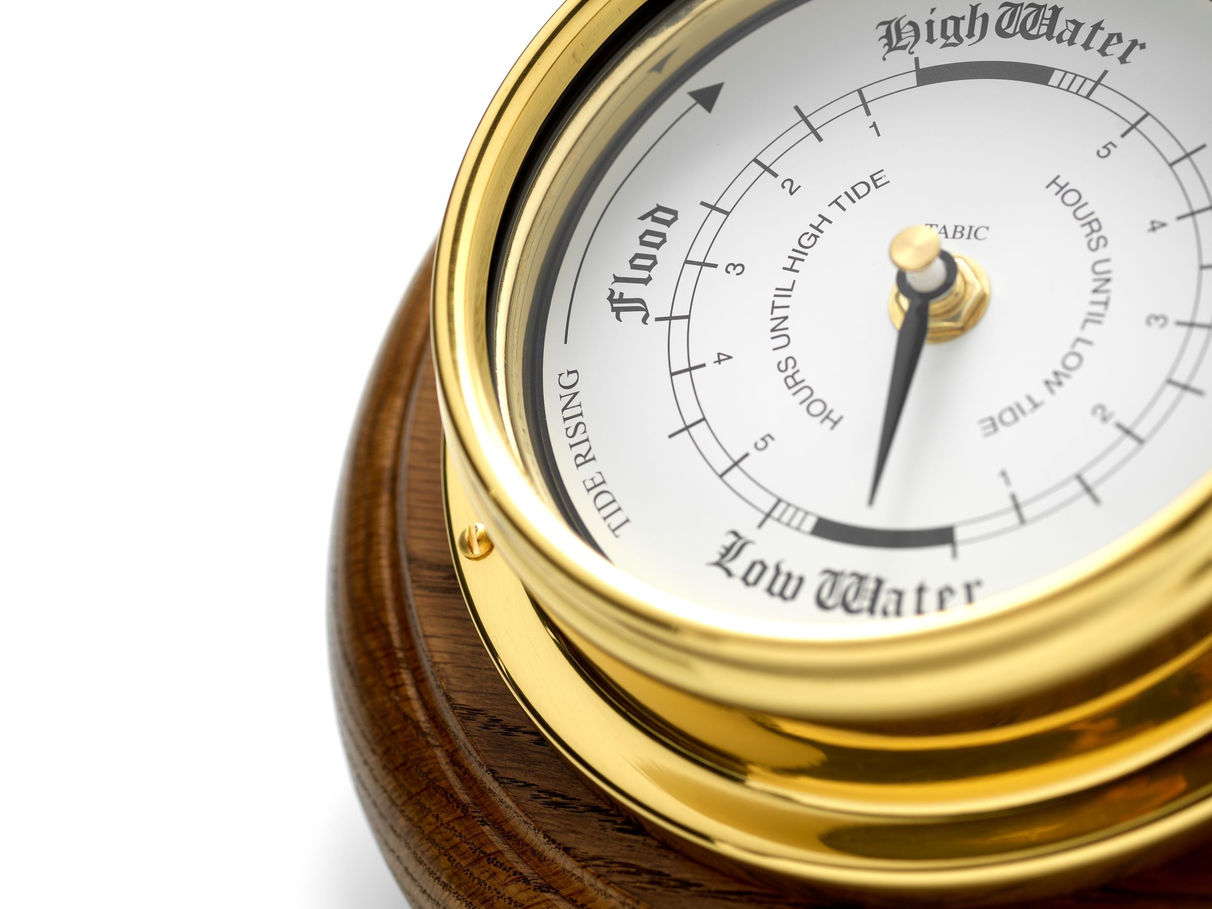 Mariner MKII Handmade Solid Brass Tide Clock Mounted on an English Dark Oak Mount