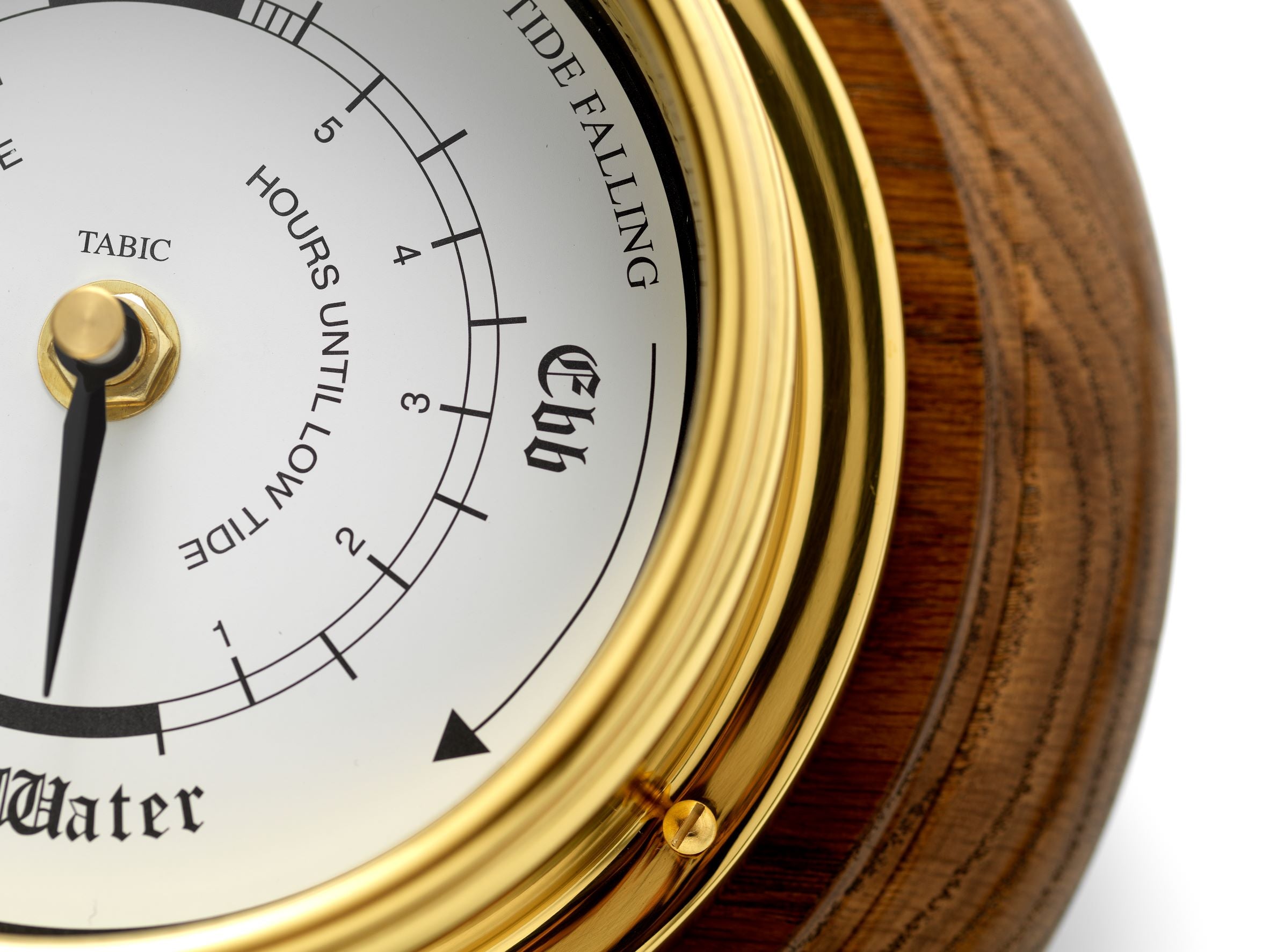 Mariner MKII Handmade Solid Brass Tide Clock Mounted on an English Dark Oak Mount