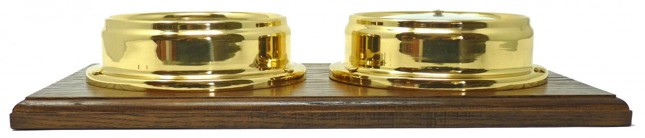 Handmade Solid Brass Thermometer and Barometer Mounted on a Double English Dark Oak Wall Mount - TABIC CLOCKS