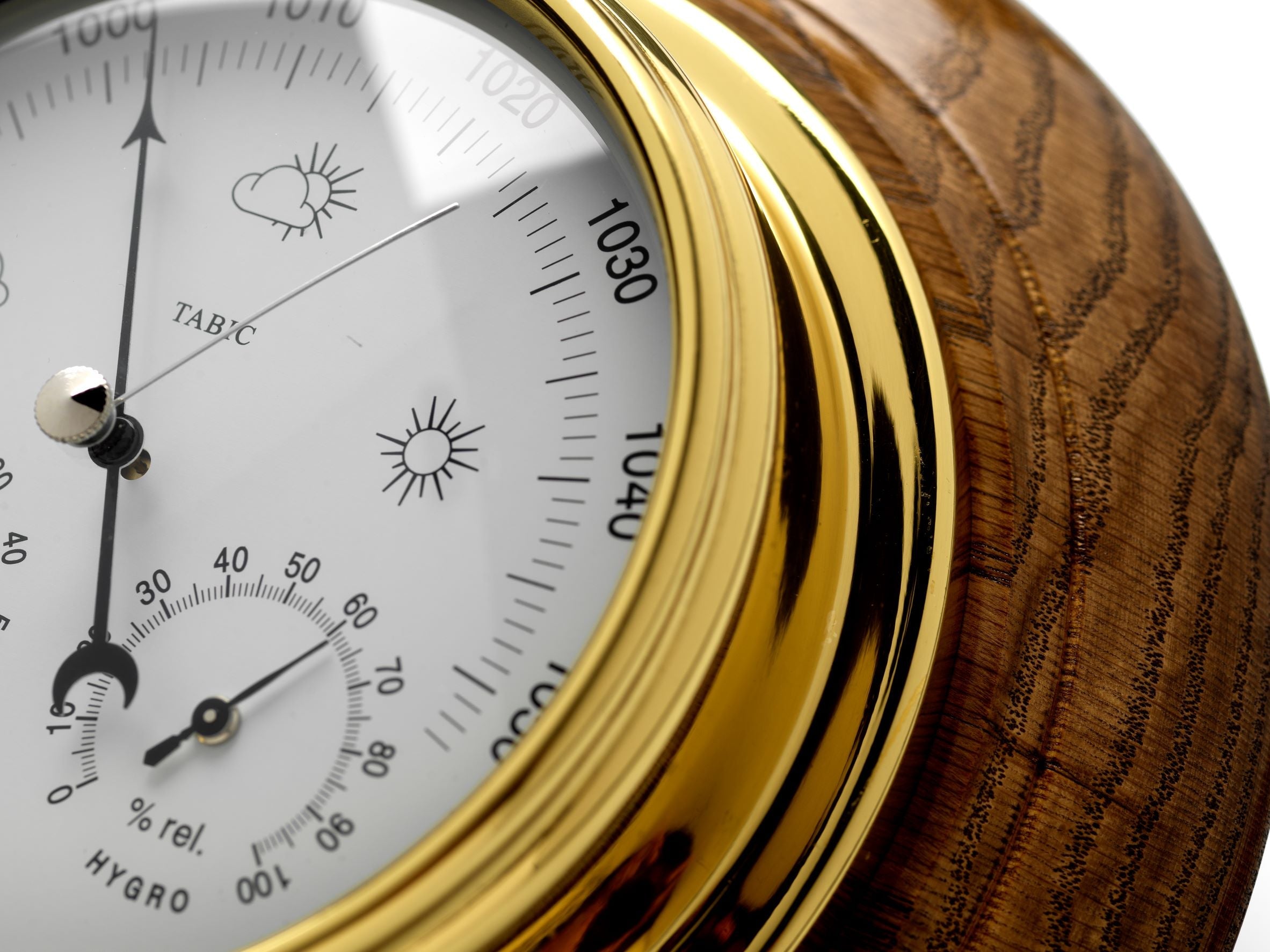 Mariner MKII Handmade Solid Brass Barometer/Thermometer/Hygrometer on an English Dark Oak Wall Mount