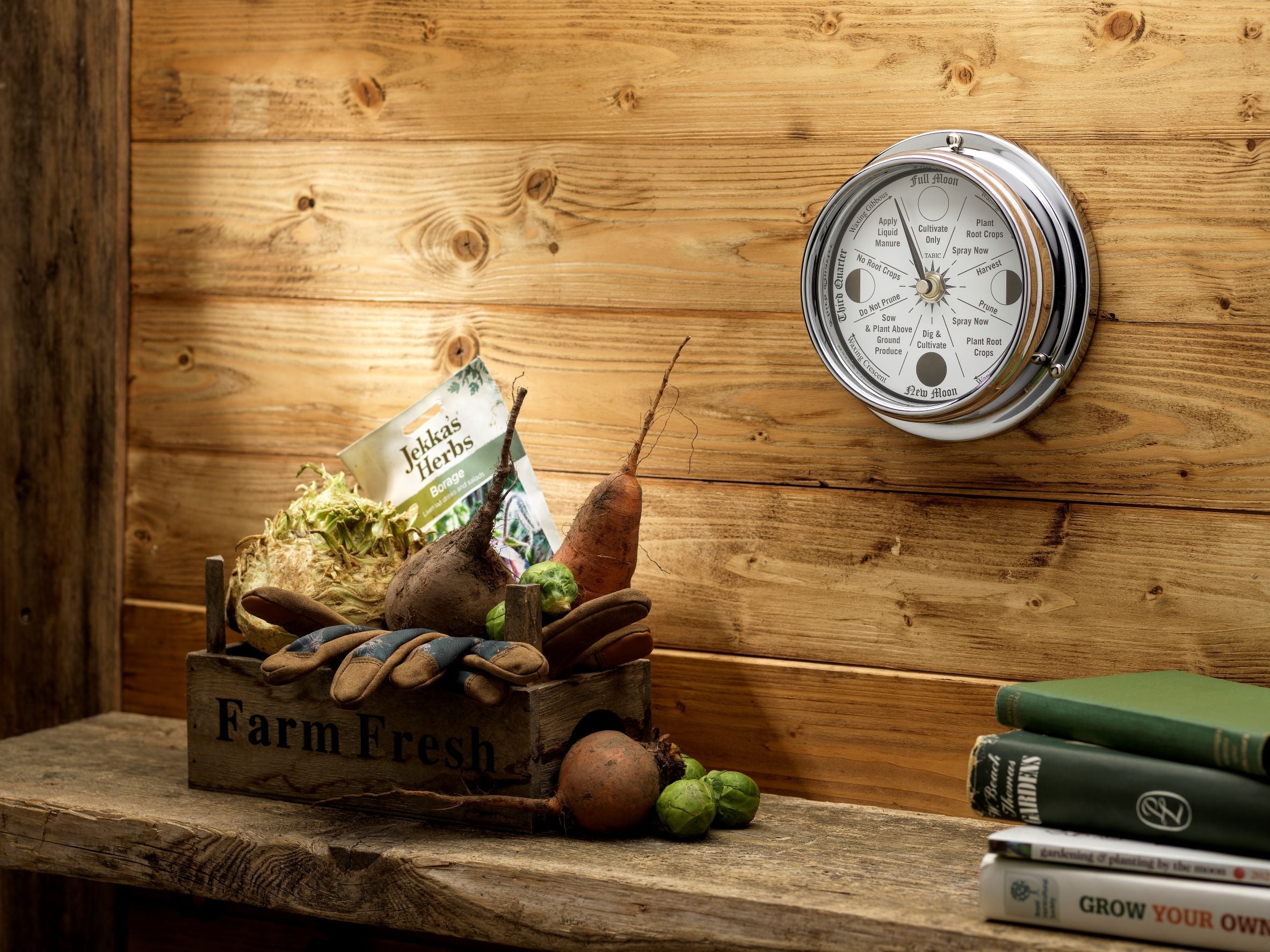 Moon Gardening Clock - Classic Chrome