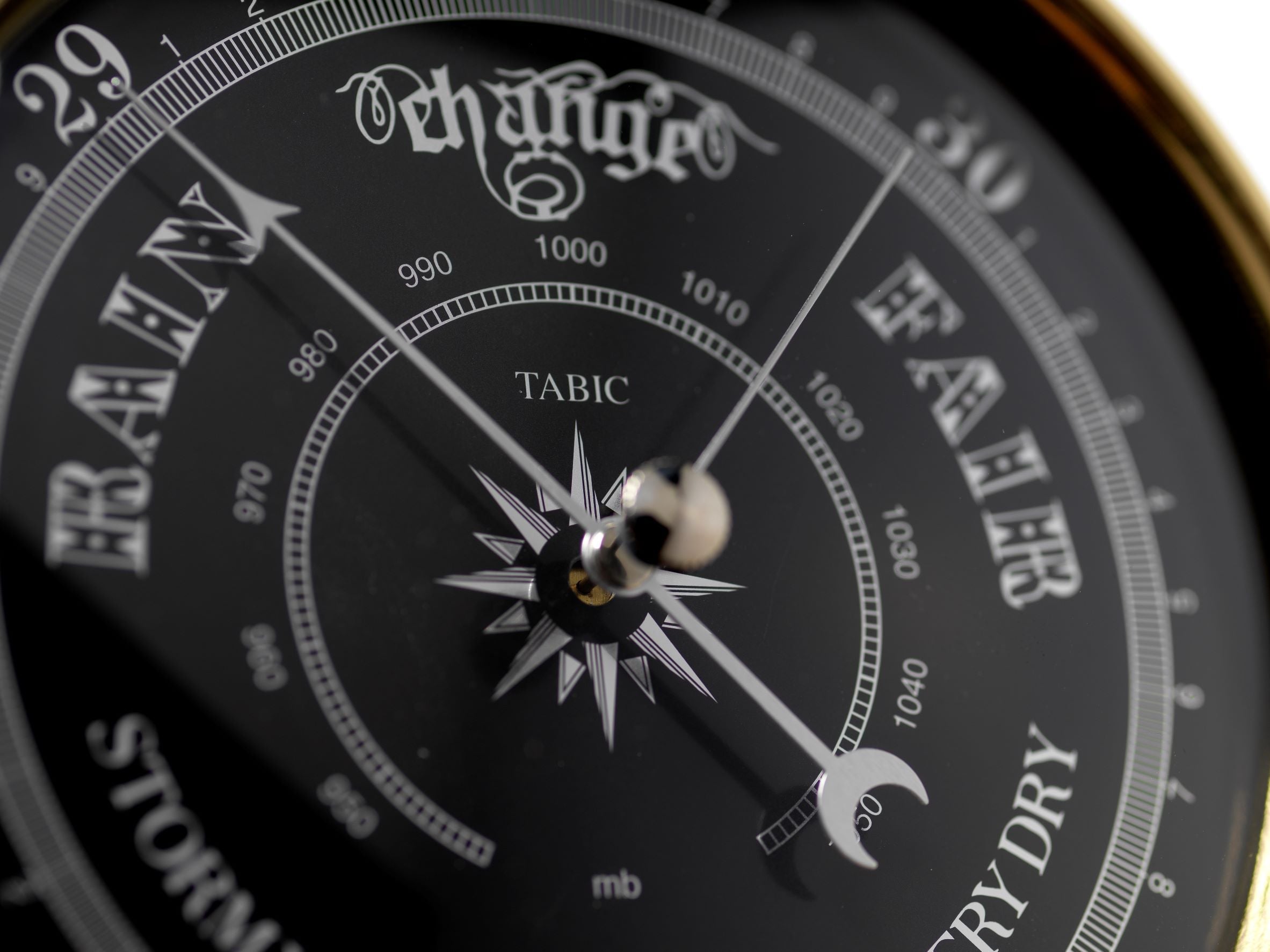 Handmade Prestige Traditional Barometer in Solid Brass With a Jet Black Dial. - TABIC CLOCKS