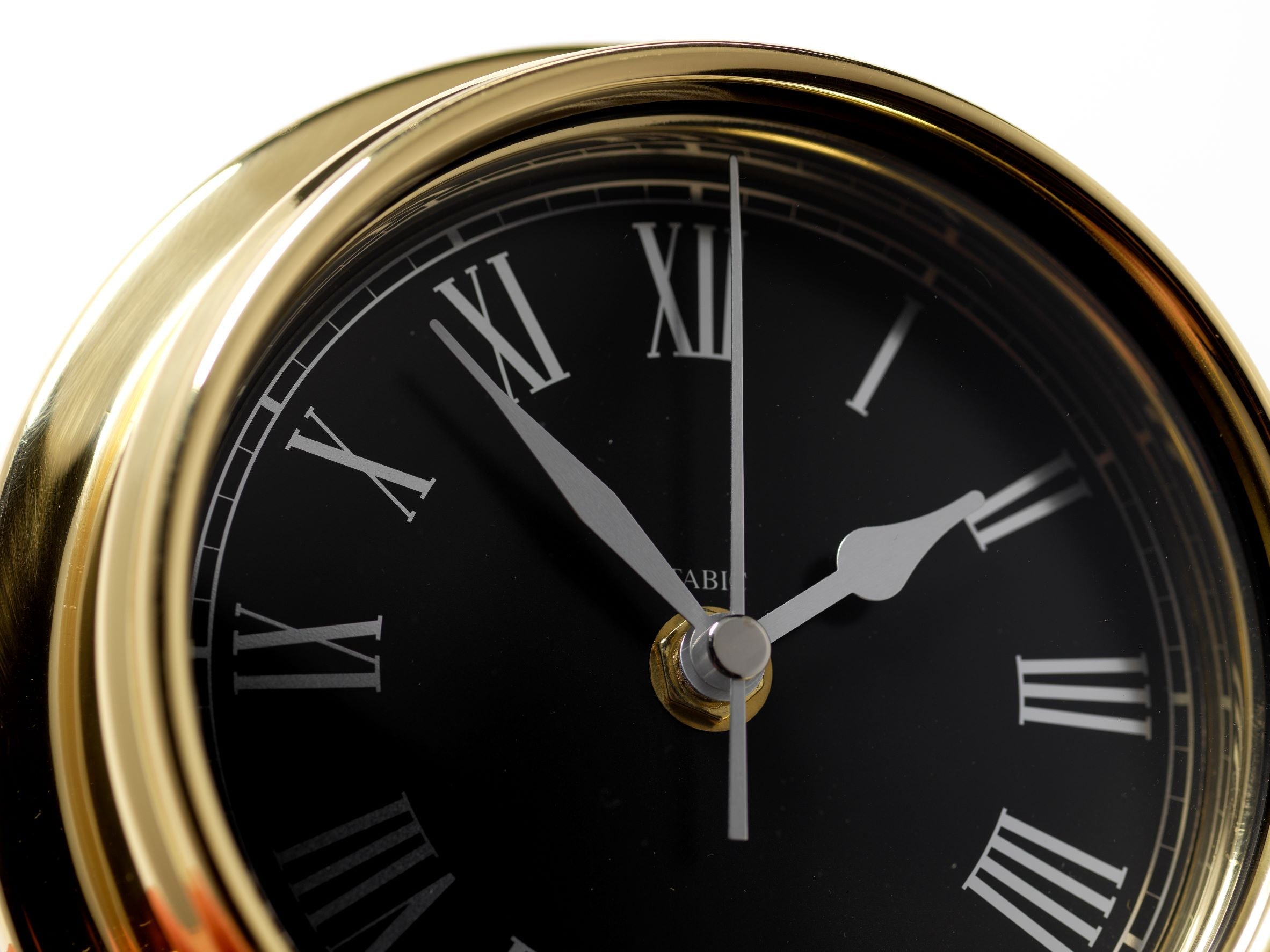 Handmade Prestige Roman Numeral Clock in Solid Brass With a Jet Black Dial. - TABIC CLOCKS