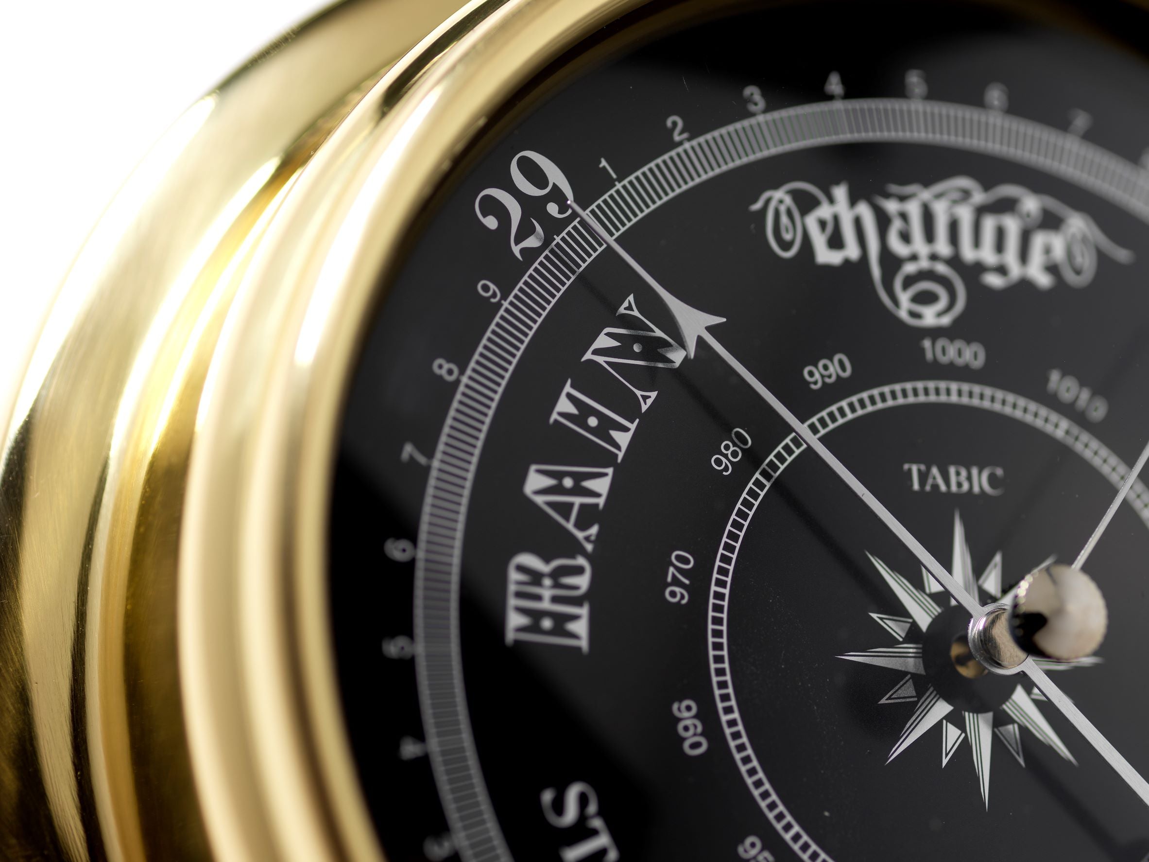 Handmade Prestige Traditional Barometer in Solid Brass With a Jet Black Dial. - TABIC CLOCKS