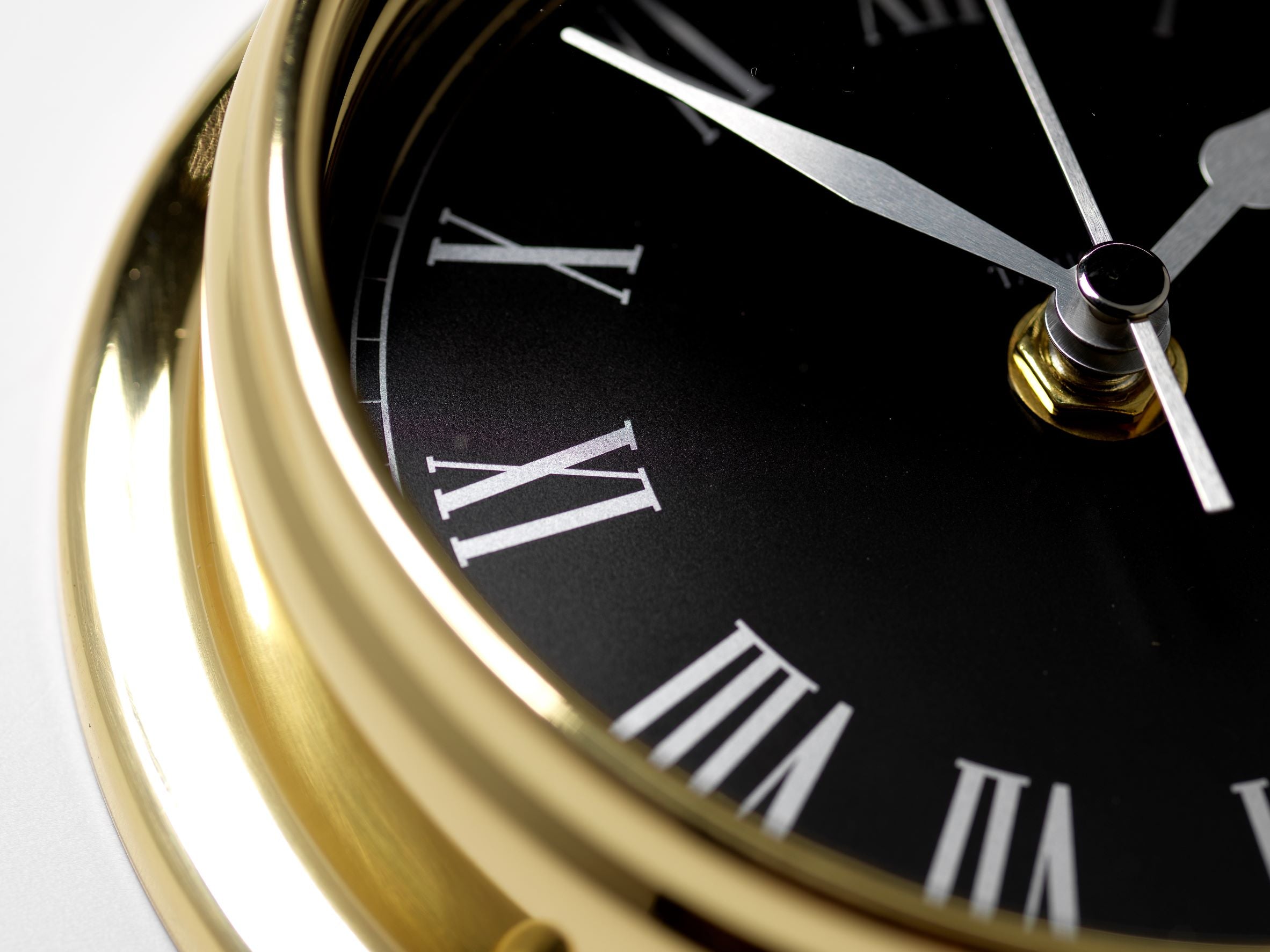 Handmade Prestige Roman Numeral Clock in Solid Brass With a Jet Black Dial. - TABIC CLOCKS