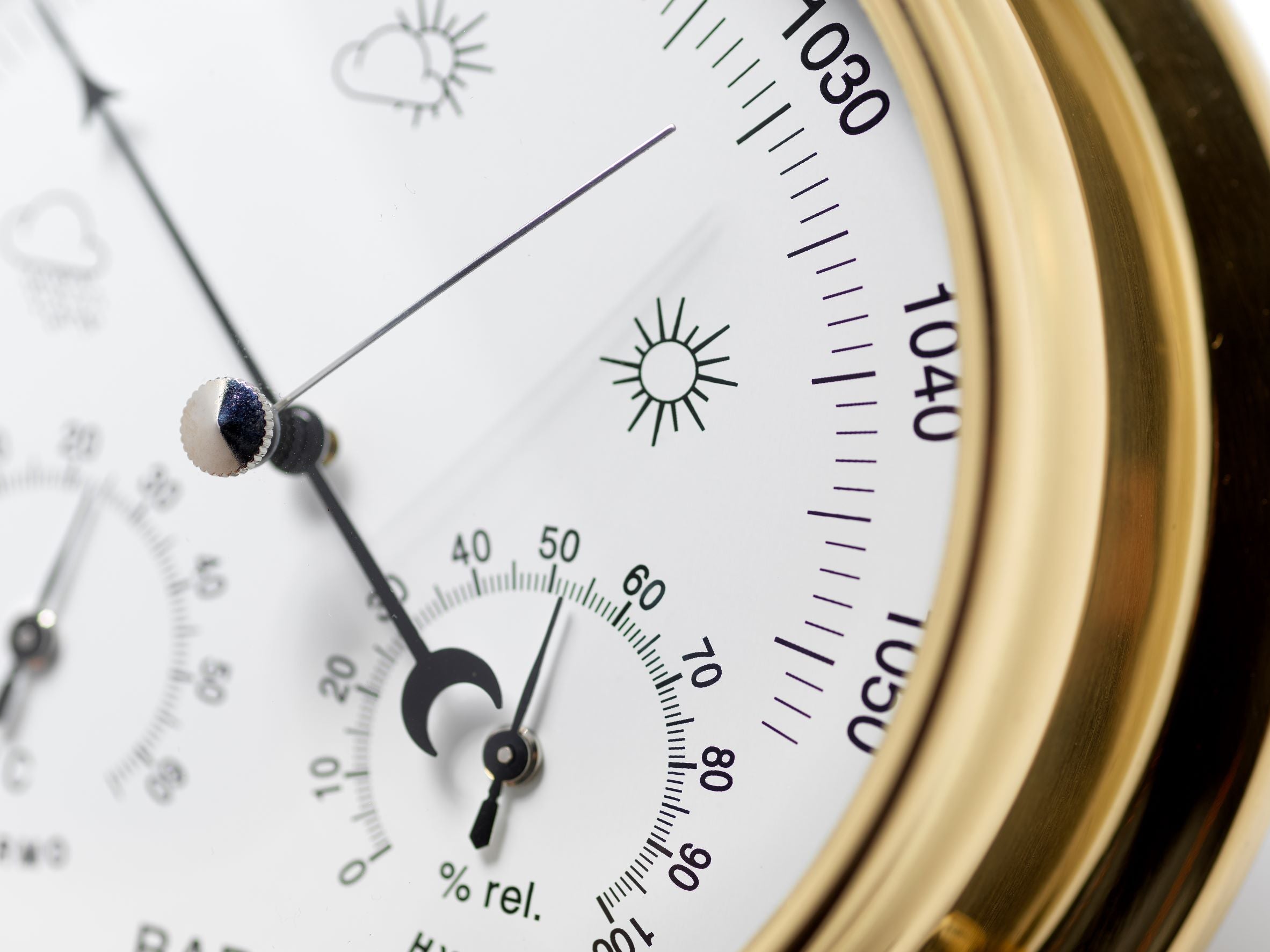 Solid Brass Barometer with Built in Hygrometer and Thermometer gauges - TABIC CLOCKS