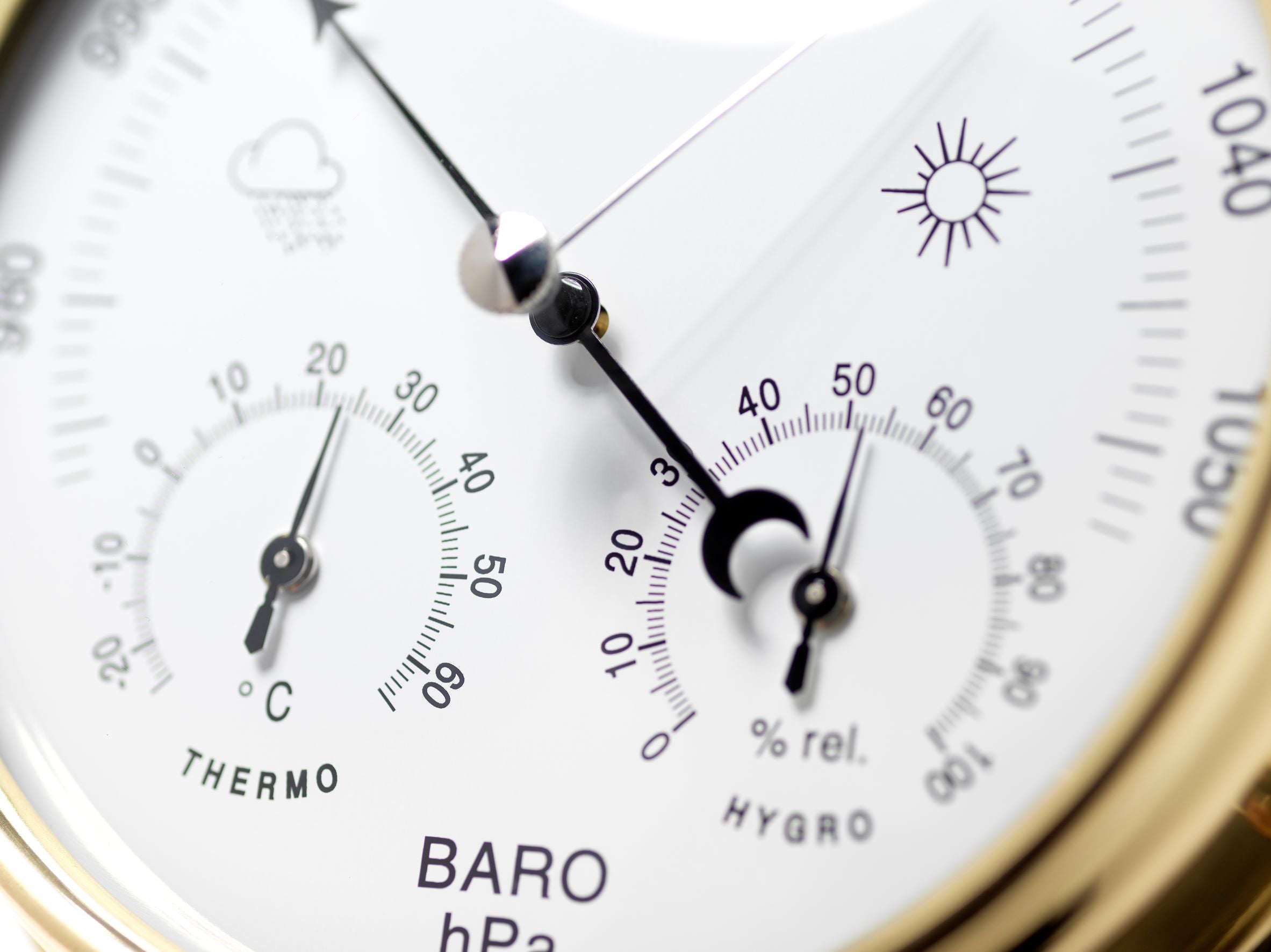 Solid Brass Barometer with Built in Hygrometer and Thermometer gauges - TABIC CLOCKS