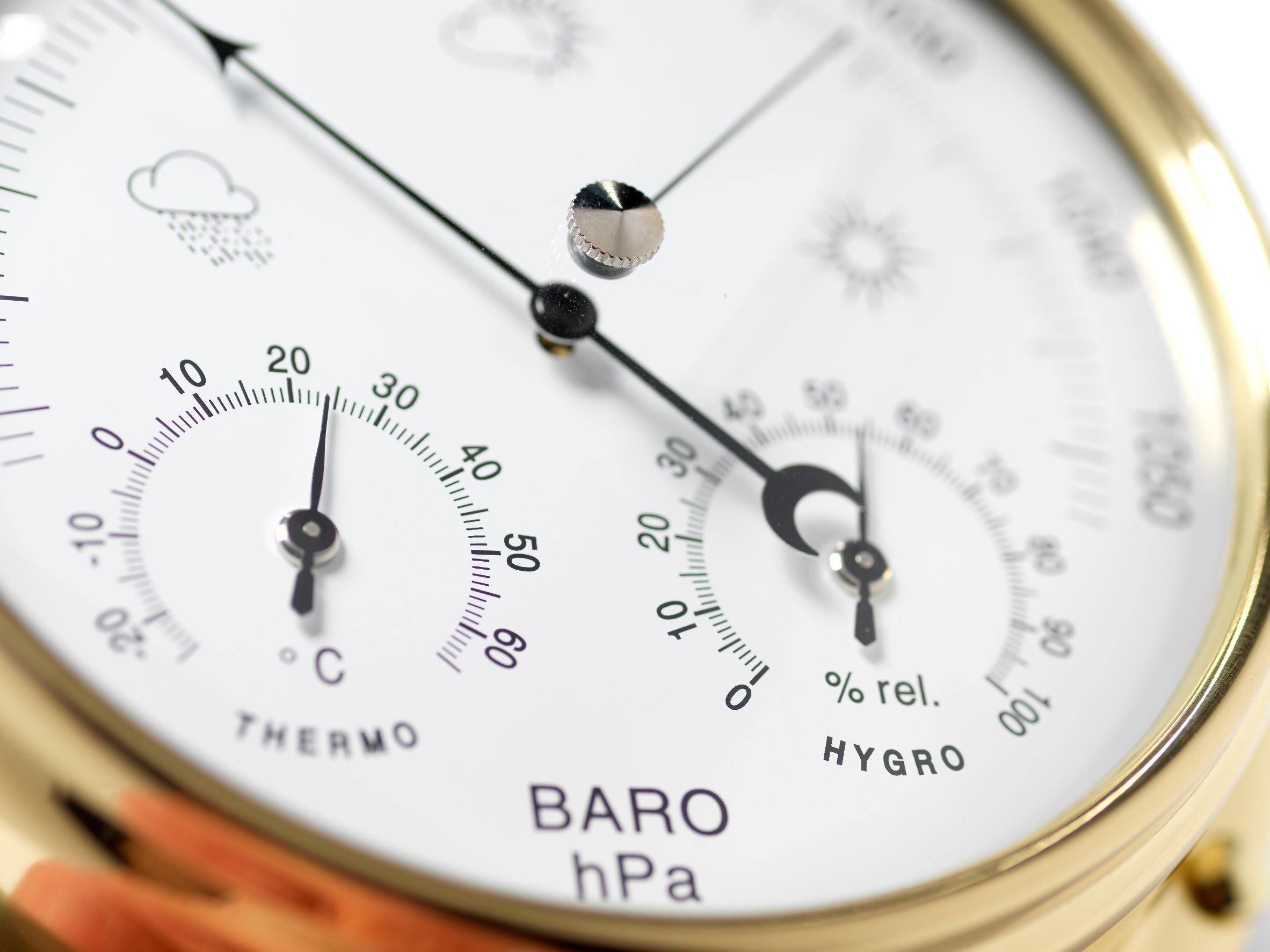 Solid Brass Barometer with Built in Hygrometer and Thermometer gauges - TABIC CLOCKS