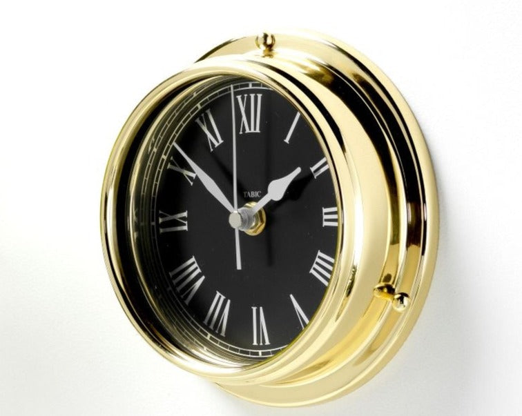Handmade Prestige Roman Numeral Clock in Solid Brass With a Jet Black Dial. - TABIC CLOCKS