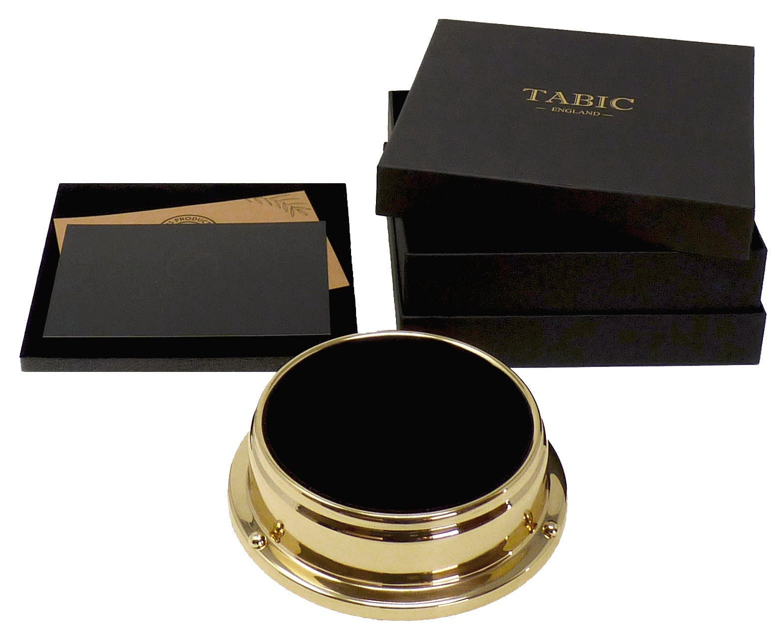 Handmade Prestige Traditional Barometer in Solid Brass With a Jet Black Dial. - TABIC CLOCKS