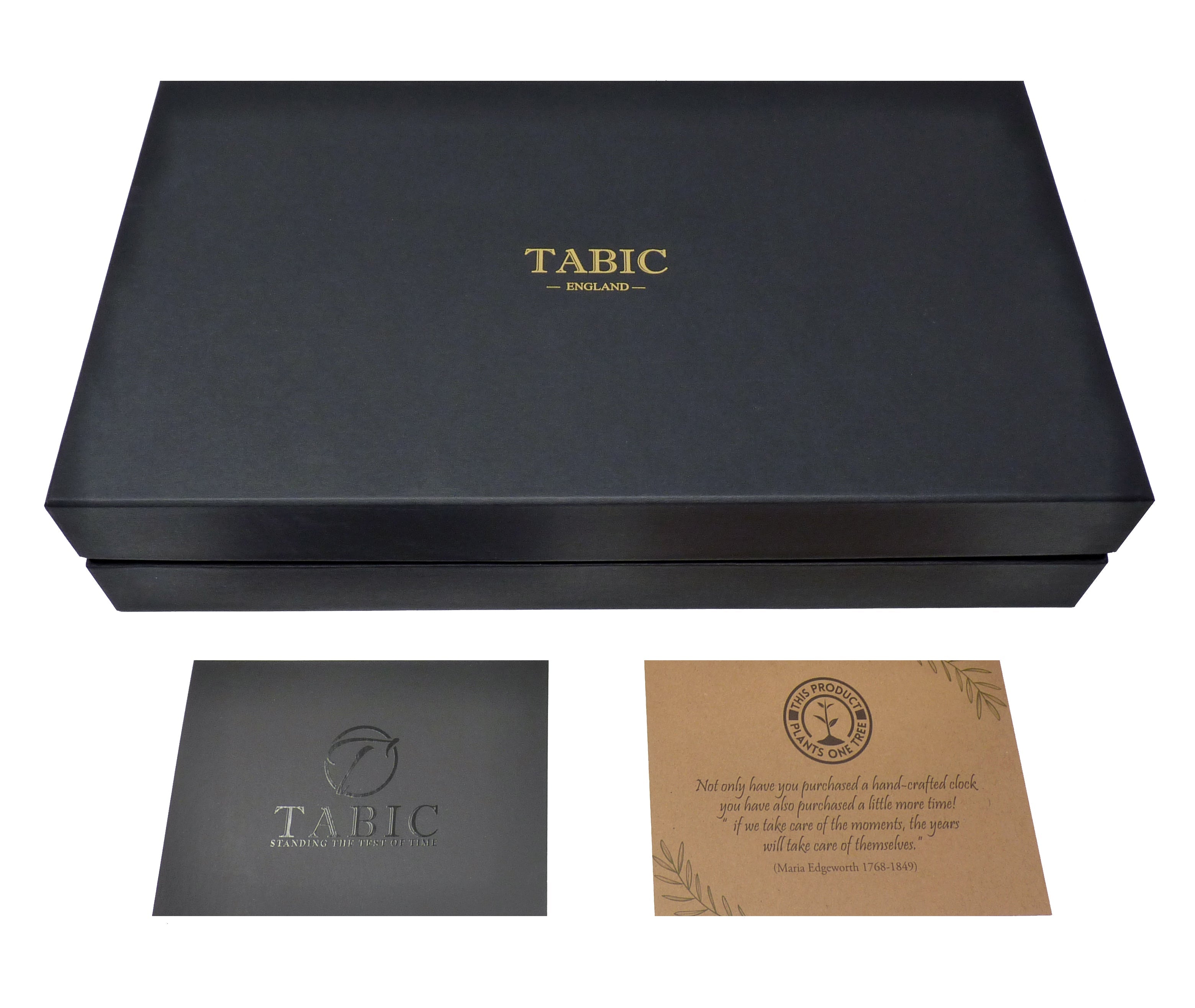 Handmade Prestige Brass Tide Clock, Traditional Barometer with Jet Black Dial Mounted on a Dark Oak Wall Mount - TABIC CLOCKS