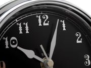 Handmade Prestige Arabic Clock in Chrome with A Jet Black Dial created with a mirrored backdrop