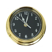 Handmade Prestige Arabic Numeral Clock in Solid Brass with a Jet Black Dial.