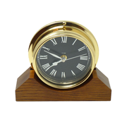 Handmade Solid Brass Roman Clock Mounted on an English Dark Oak Mantel/Display Mount