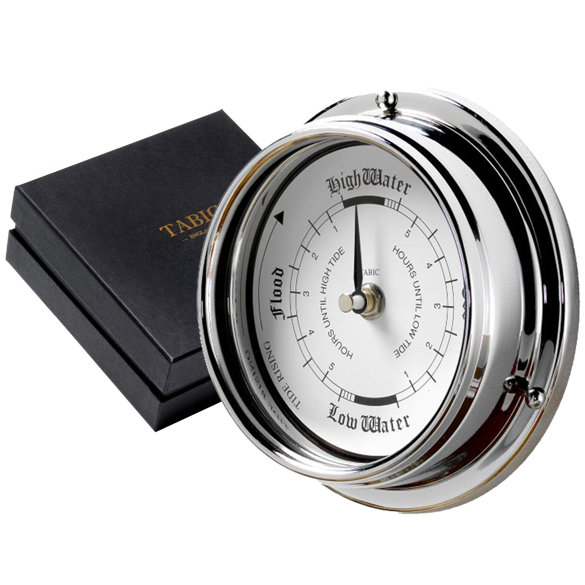 Handmade Tide Clock In Chrome With Stunning White Dial