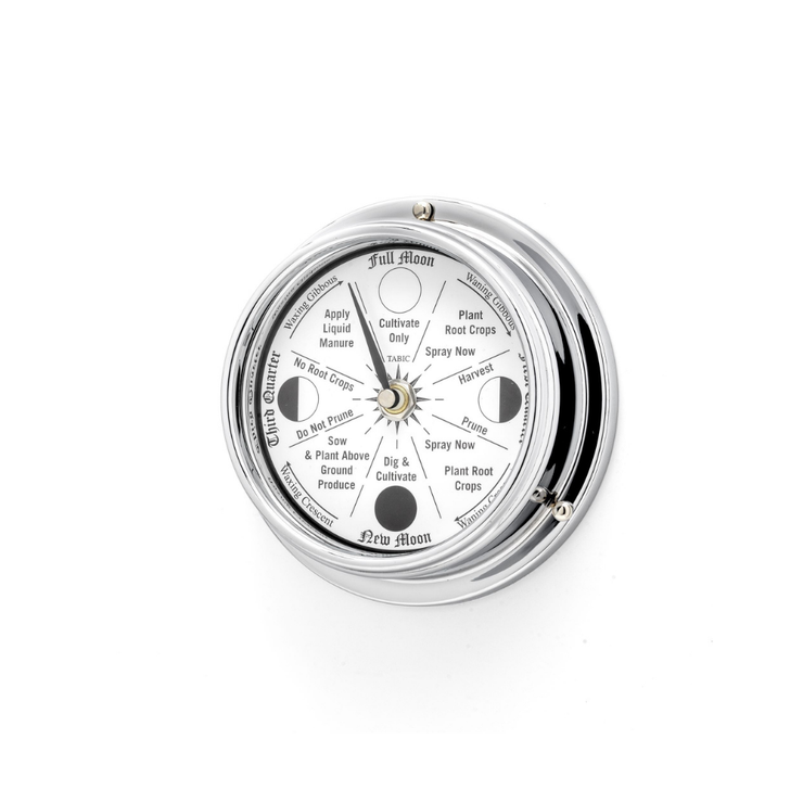 Moon Gardening Clock - Classic Chrome