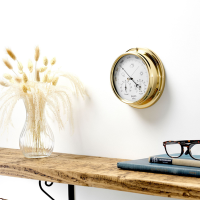 Solid Brass Barometer with Built in  Hygrometer and Thermometer gauges