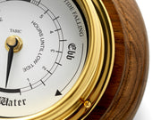 Handmade Solid Brass Tide Clock Mounted on an English Dark Oak Mount