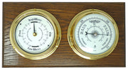 Handmade Solid Brass Tide Clock and Traditional  Barometer Mounted on a Double English Dark Oak Wall  Mount - TABIC CLOCKS