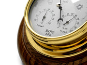 Handmade Solid Brass Barometer/Thermometer/Hygrometer on an English Dark Oak Wall Mount