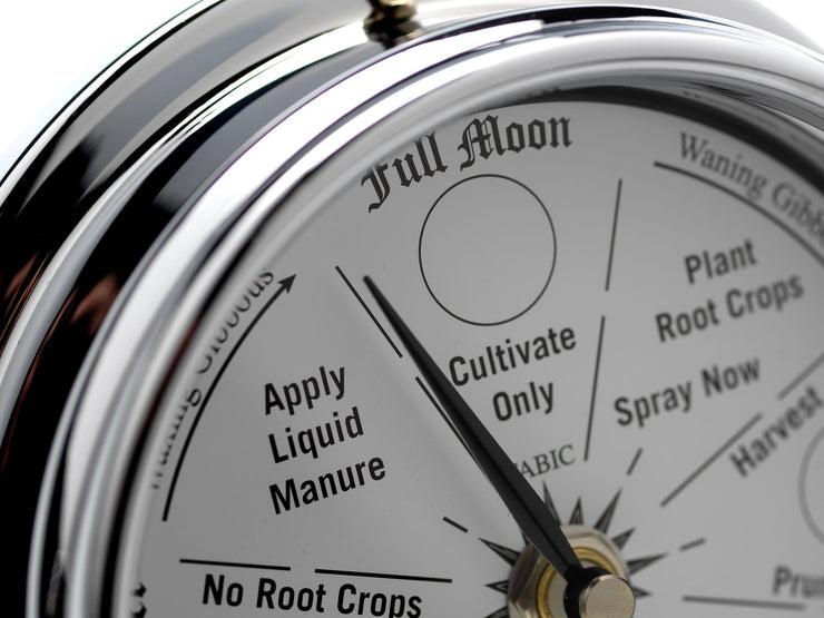 Handmade Classic Chrome Moon Gardening Clock