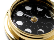 Handmade Prestige Moon Phase Clock in Solid Brass With A Jet Black Dial created with a mirrored backdrop - TABIC CLOCKS