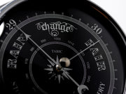 Handmade Prestige Barometer in Chrome with Jet Black Dial Mounted on an English Light Oak Mantel/Display Mount - TABIC CLOCKS