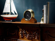 Handmade Prestige Barometer With Jet Black Dial Mounted on an English Dark Oak Mantel/Display Mount - TABIC CLOCKS