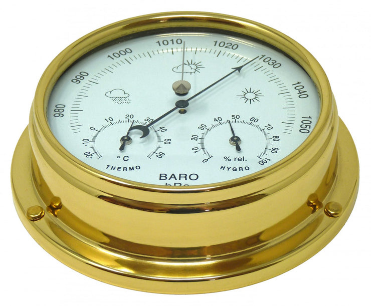 Solid Brass Barometer with Built in  Hygrometer and Thermometer gauges - TABIC CLOCKS
