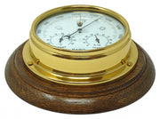 Handmade Solid Brass Barometer/Thermometer/Hygrometer on an English Dark Oak Wall Mount - TABIC CLOCKS