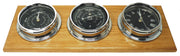 Handmade Prestige Chrome Tide Clock, Traditional Barometer and Roman Clock with Jet Black Dial  Mounted on an English Light Oak Wall Mount - TABIC CLOCKS