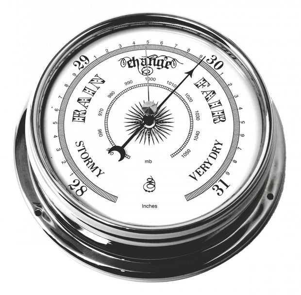 Handmade Traditional Barometer in Chrome with White Dial. - TABIC CLOCKS